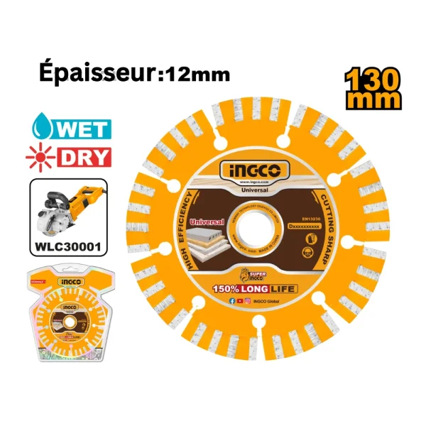 Disque à tronçonner diamant 130(5") x 20  x  12mm
