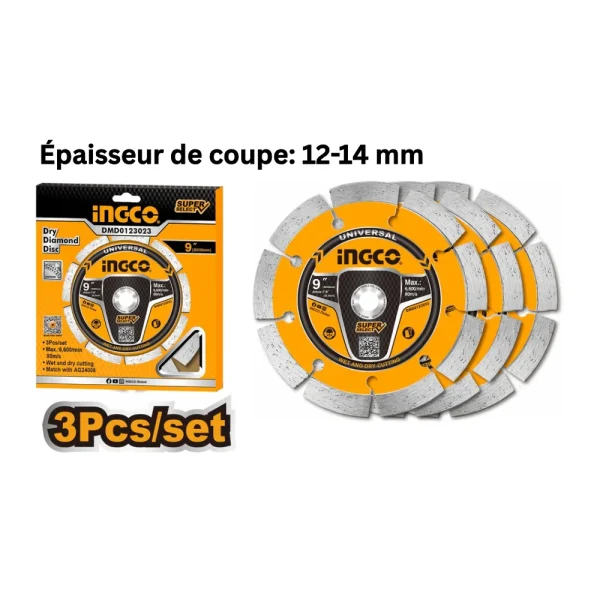 Disque à tronçonner diamant 230(9") x 22.2mm