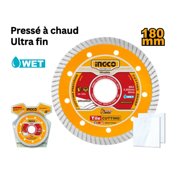 INGCO Disque diamant ultra-fin 180(7") x 22.2 mm