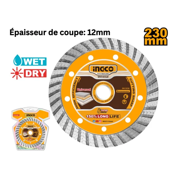 INGCO Disque à tronçonner diamant 230  x  10  x  22.2mm