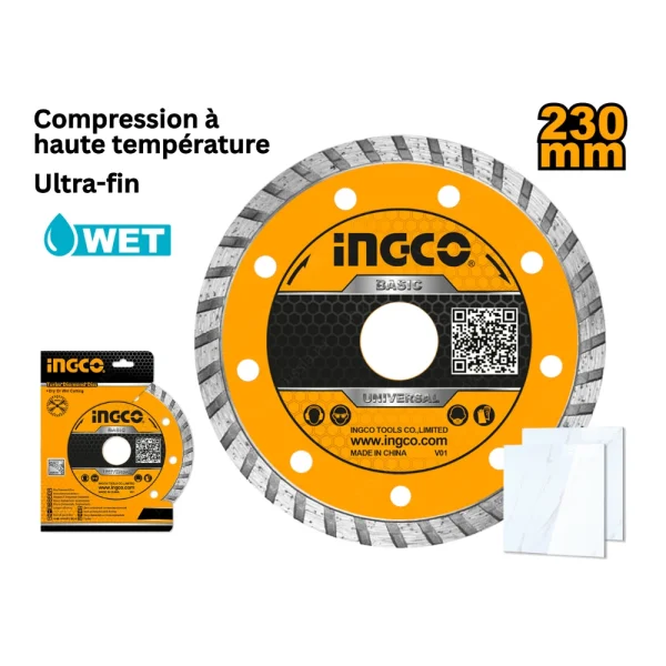 INGCO Disque à tronconner diamant 230(9")  x  22.2 mm
