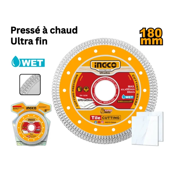INGCO Disque diamant ultra-fin jante en maille 180(7") x 22.2mm