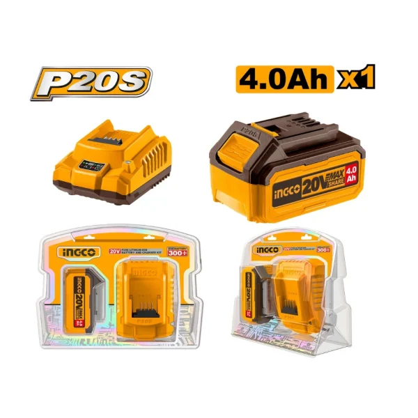 INGCO Kit 1 batterie 4A + 1 chargeur