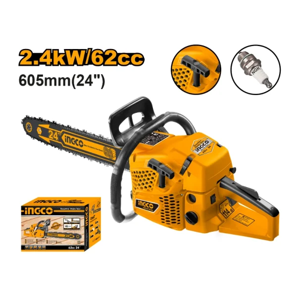 INGCO Tronçonneuse à essence 24″ 2.4kW 62cc