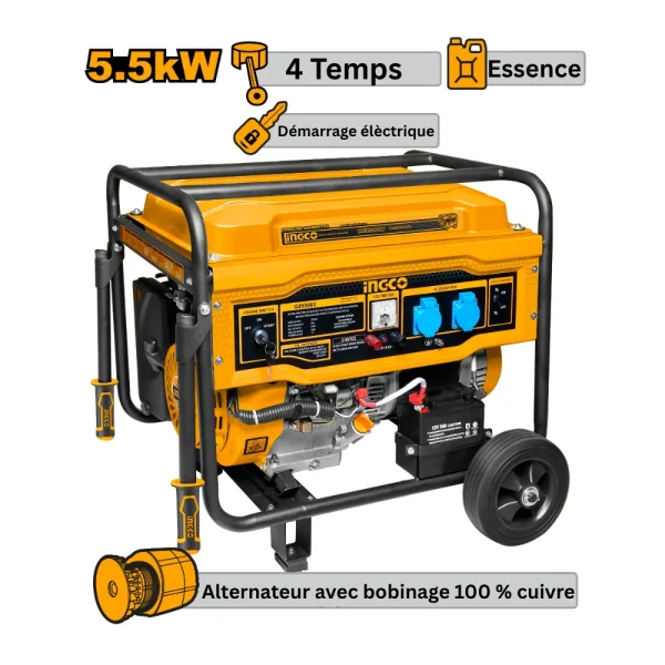 INGCO Groupe electrogene essence monophase 5.5kw - 7Kva