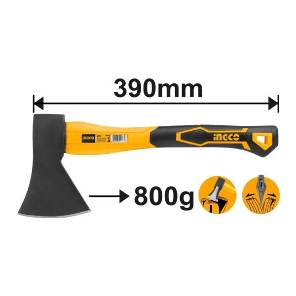 INGCO Hache 800g manche fibre de verre 390mm