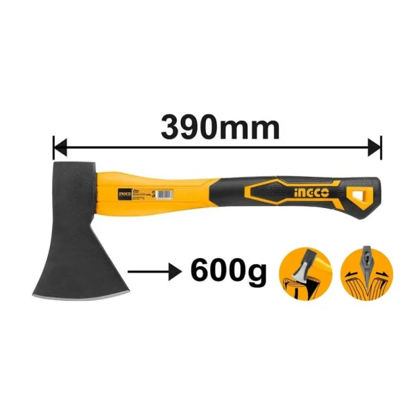INGCO Hache 600g manche fibre de verre 390mm