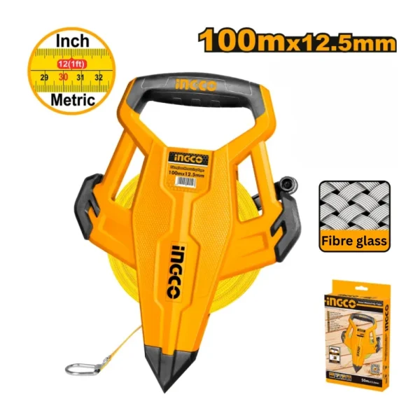 INGCO Décametre en fibre de verre 100mx12.5mm