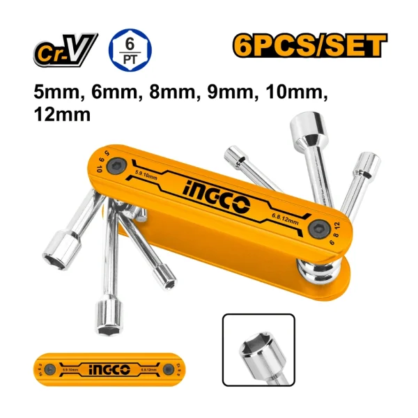 INGCO Jeu de 6 clés a écrou (5 à 12mm)