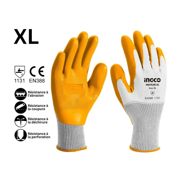 INGCO Gant latex tricoté XL
