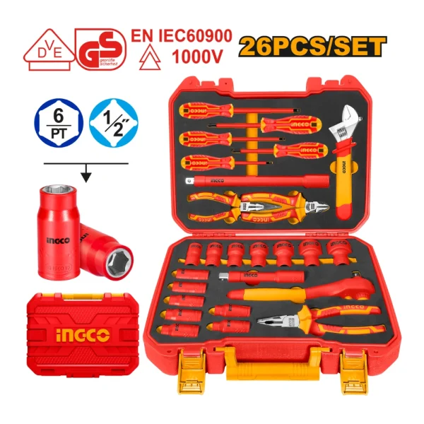 INGCO Coffret de 26 outils à main isolés 1 000V