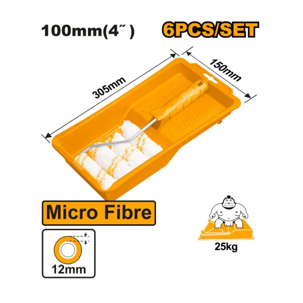 INGCO Jeu de rouleau de peinture 6 en 1 (4") 100mm
