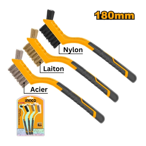 INGCO Jeu de 3 brosses abrasives (7")