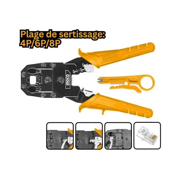 Pince à sertir modulaire 3 en 1 (dénuder, couper et sertir)