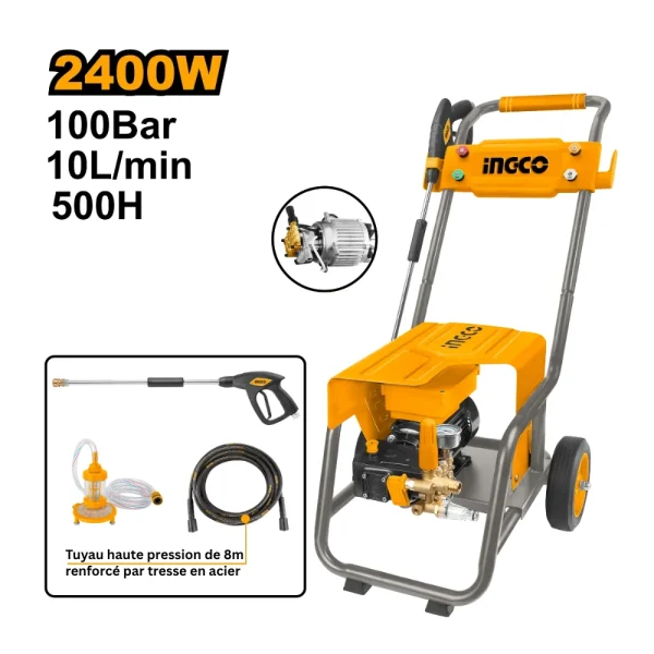INGCO Netyoyeur haute pression 2400W moteur à induction(100bar-10L/min)