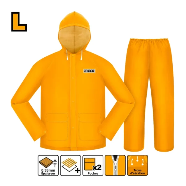 INGCO Ensemble de pluie veste + pantalon en PVC