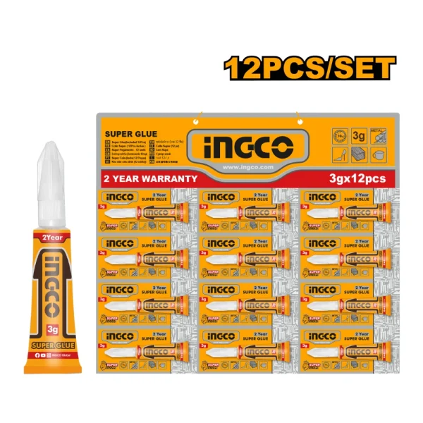 INGCO Lot de 12 pcs Super colle