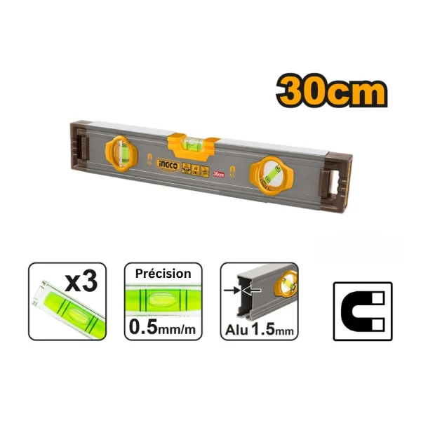 INGCO Niveau maçon 30cm alu aimenté
