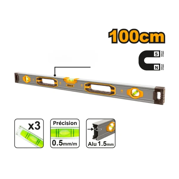 INGCO Niveau maçon 100cm alu aimenté