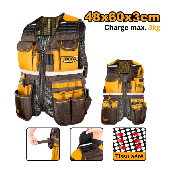 INGCO Veste à outils 48x60x3cm