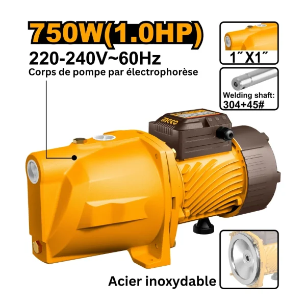 INGCO Pompe à jet auto amorcante 750W 1Hp (55L/min)