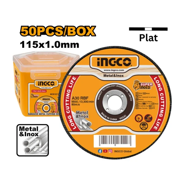 INGCO Jeu de 50 disques à trançonner 115x1x22.2mm (Métal & Inox)