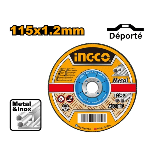 INGCO jeu de 25 disques à tronçonner 115x1x22.2mm (Métal & Inox)