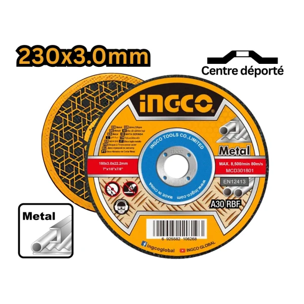 INGCO Disque à couper 230  x  22.2  x  3.0mm acier