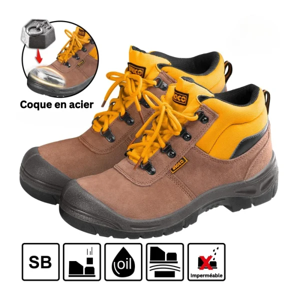 INGCO Chaussure de sécurité avec embout en acier SB