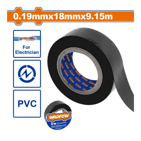 WADFOW Ruban noir isolant en pvc 0.19x18x9.15mm
