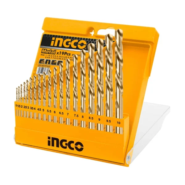 INGCO Jeu de 19 forets hélicoïdaux cobalt HSS ø1-10mm