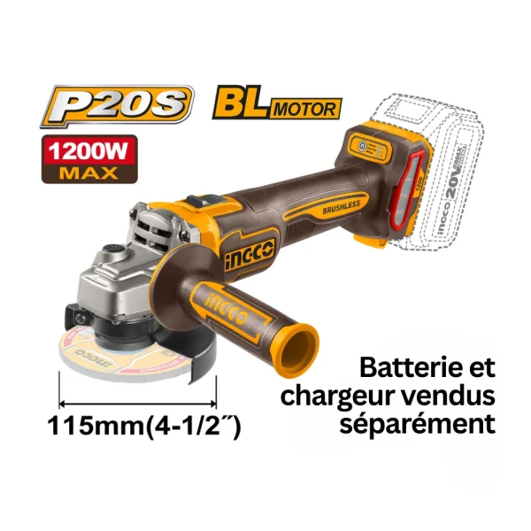 INGCO Meuleuse angulaire sans fil 20V 1200W