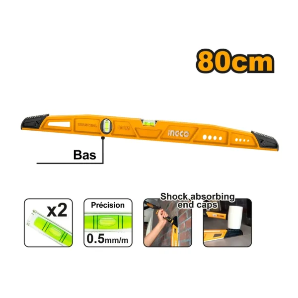 INGCO Niveau maçon anti-chocs 80cm