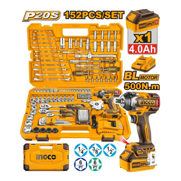 INGCO Kit clé à chocs et ensemble d'outils 152pcs