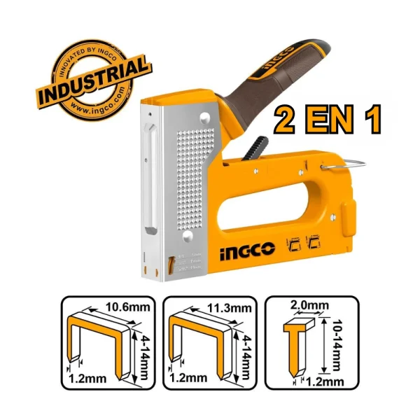 INGCO Pistolet agrafeuse 2 en 1 à usage intensif