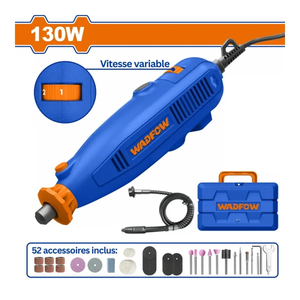 WADFOW Mini outil rotatif 130W avec 52 accessoires