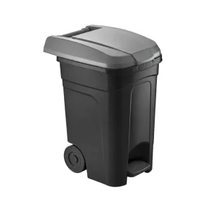 Poubelle a pedale avec roulettes 60L gris