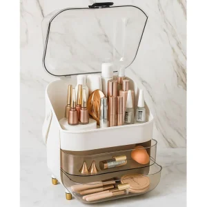 Accueil 167 Organiseur maquillage 3 niveaux avec 2 tiroirs – Blanc 2