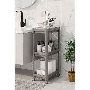 chariot anthracite 3 niveaux a roulettes en contexte 81519