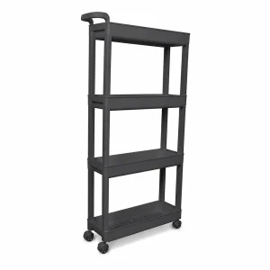 chariot etroit anthracite 4 niveaux a roulettes 81510