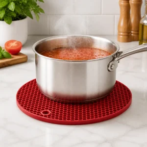 dessous de plat rond en silicone en contexte brns 50882