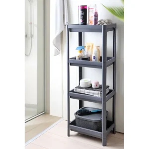 etagere de salle de bain anthracite 4 niveaux en contexte 81506